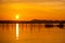 Golden orange sunset in Anacortes, WA Ship harbor