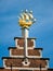 Golden ornament on landmark building in Antwerp