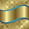 Golden ornamental background with gold wavy ribbon - vector