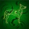 Golden Ornamental Dog Great Dane Silhouette on Green