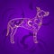 Golden Ornamental Dog Great Dane Silhouette on Purple