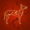Golden Ornamental Dog Great Dane Silhouette on Red
