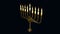 golden ornamental hanukkiah light isolated - design object 3D rendering