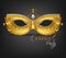 Golden ornamented mask Vector realistic. Stylish Masquerade Party. Mardi Gras card invitation. Night Party Poster. Dance