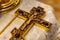 Golden orthodox cross with Jesus o