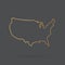 Golden outline of United States map