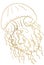 Golden outlines jellyfish, isolated element for nautical sea wedding Illustration