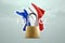 Golden padlock on the background of the map of France and the national flag of France. Isolation concept, border closure, epidemic