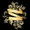 Golden page decoration element. Gold ribbon with acanthus.