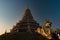 Golden Pagoda nine tier with dragon texture at Chinese temple - wat hyua pla kang temple , Chiang Rai.