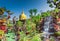 Golden pagoda sculpture,stone carving at Wat Tham Pha Daen.Sakon Nakhon province,Thailand