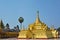 Golden pagoda in Shwe Sar Yan Buddhist complex in Thaton, Myanmar