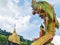 Golden Pagoda on the top of mountain, Buddha statue with Naka Buddha at Wat tham Pha daen temple