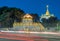 Golden pagoda with traffic light movement