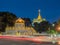 Golden pagoda with traffic light movement