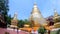 Golden pagoda in Wat Phra Singh Buddhist temple at Chiang Mai, Thailand. by fisheye lens