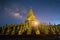 The golden pagodas with galaxy sky