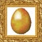 Golden painted egg on cloth in gold engraved frame