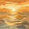 Golden Palette: Expressive Water Ripples In Psychedelic Sunset Sea