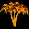 Golden palm trees stylized 3 three tropical plant nature