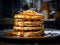 Golden Pancakes Stacked on Ceramic Plate with Melting Butter, Evoking Warmth and Comfort. Generative Ai