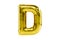Golden party font metellic golden letter D made of realistic helium balloon, Premium 3d illustration.