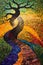 Golden Pathways: An Artistic Mosaic of Life, Rebirth, and Sacred