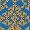 Golden pattern on blue background