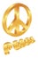Golden Peace Symbol on White Background