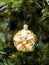 Golden pendant - a flashlight with a picture - Christmas tree toy USSR