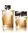 Golden perfume bottles Vector. Product packaging realistic detailed 3d illustration. Luxury fragrances