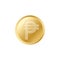 Golden Pesos coin. Realistic lifelike gold Peso coin.