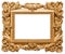 Golden picture frame. Vintage object isolated on white