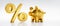 Golden piggy bank with percentage symbol