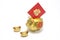 Golden Piggy Bank with Red Packet