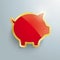 Golden Piggy Bank Silver Background