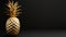 Golden pineapple made of gold against dark background. Ideal for financial, success and high-value themed visuals