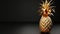 Golden pineapple made of gold against a dark background, ideal for luxury branding and high-end product presentations