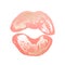 Golden pink lips lipstick traces, gold, imprint lips, kiss, for card design premium brochure, flyer, invitation.
