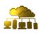 Golden pixel cloud network icon