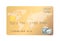 Golden plastic credit card isolated