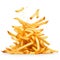 Golden Pleasure: Isolated French Fries Glistening on White Background