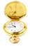 Golden pocket watch on white background