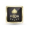 Golden poker icon with card symbol, illustration