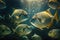 Golden Pompano Fish Underwater Lush Nature by Generative AI