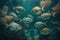 Golden Pompano Fish Underwater Lush Nature by Generative AI