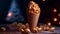 Golden Popcorn Cone on Dark Background