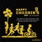 Golden poster of Happy Children\\\'s Day