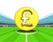 Golden Pound coin in the midfield of football stadium vector