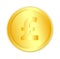 Golden pound coin on white